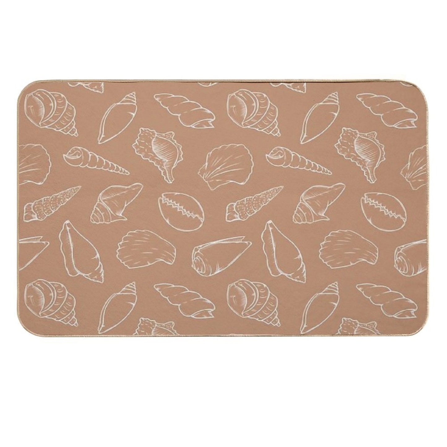 Seashell Outline on Sand Pattern Stain-Proof Bath Mat