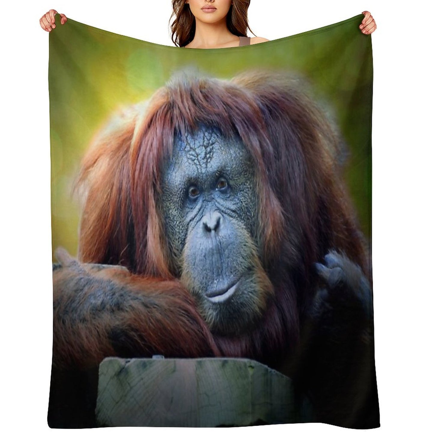 Orangutan Wrinkle-free Throw Blanket