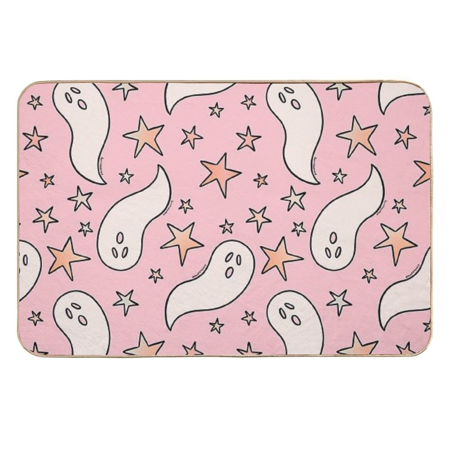 Pastel Ghost Print in Pinkp Anti-Trip Bath Mat