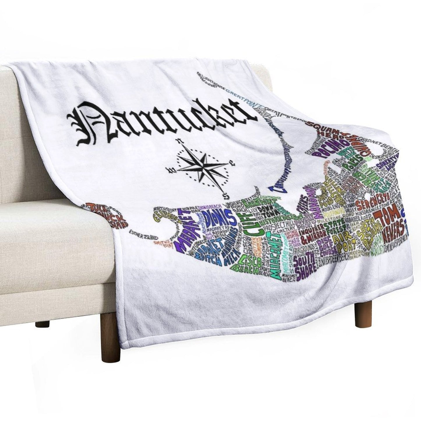 Nantucket Word Map Easy Care Throw Blanket