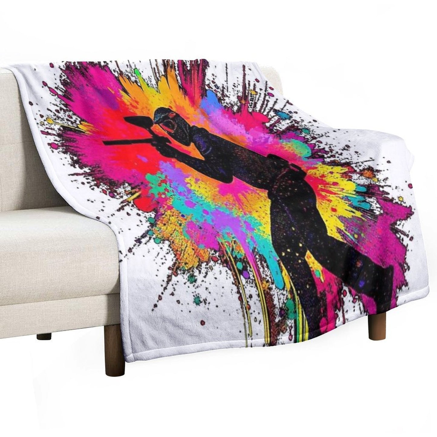Paintball Logo Game Player Pop Art Graphic Easy Care Throw Blanket