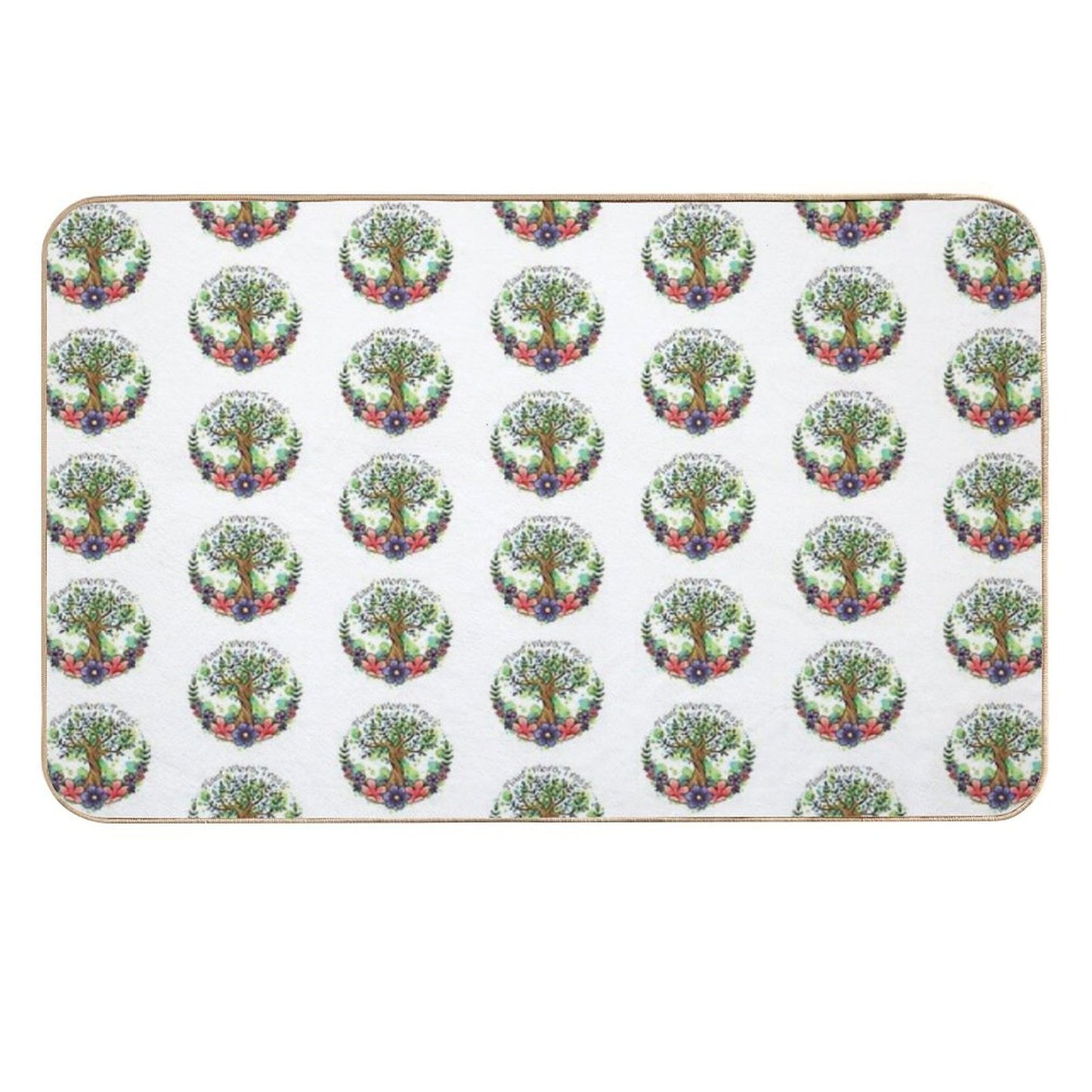 Green Trees And Flowers Eco Design Stain-Proof Bath Mat