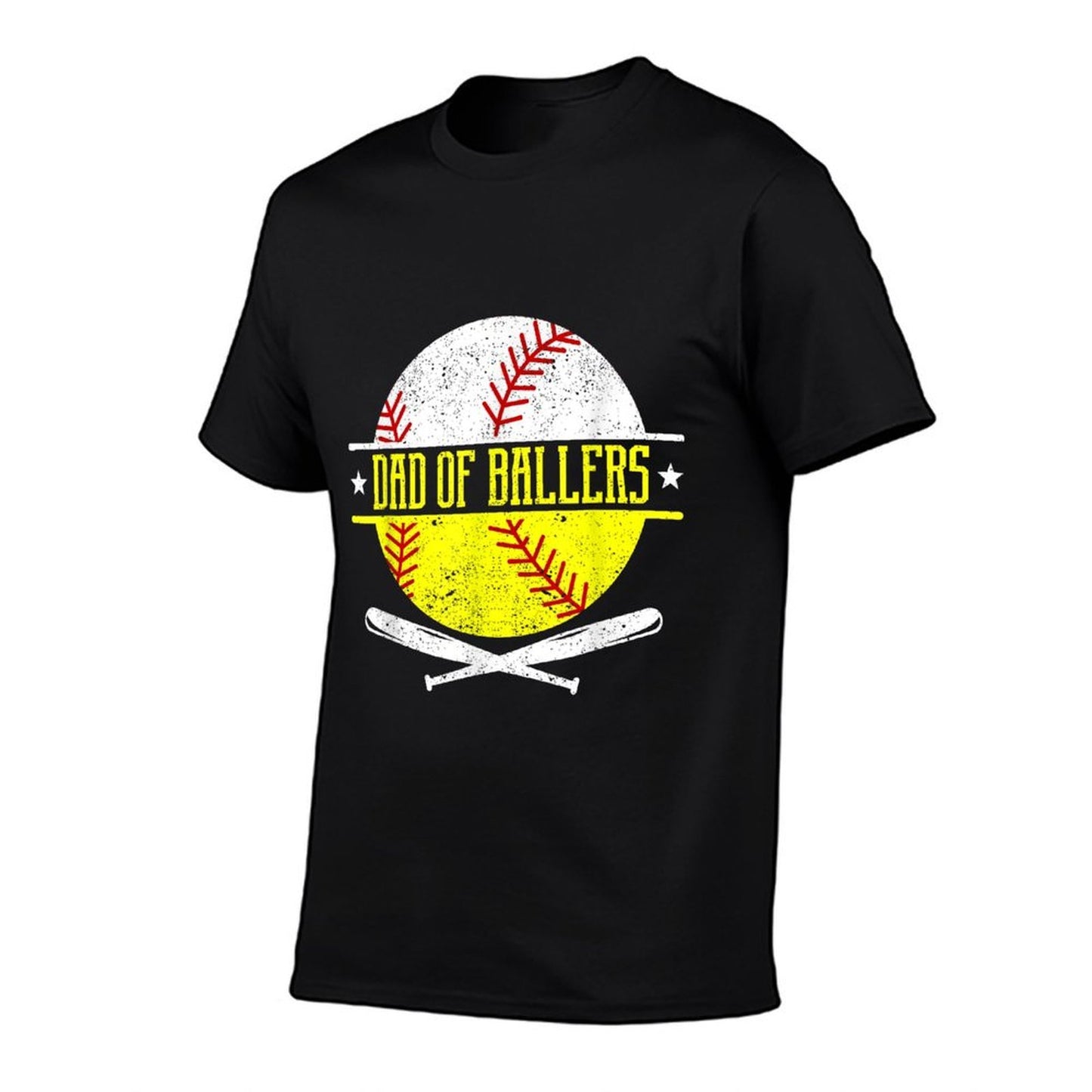 Dad of Ballers Funny Dad of Baseball And Softball Player Rolled Sleeves T-Shirt