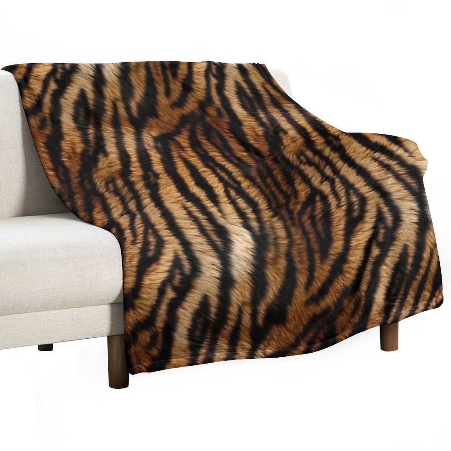 Tiger Africa Realistic Fur Print Pattern Eco-conscious Throw Blanket