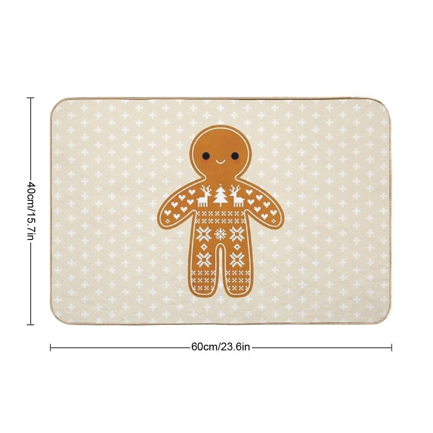 Sweater Pattern Gingerbread Cookie Non-Slip Bath Mat
