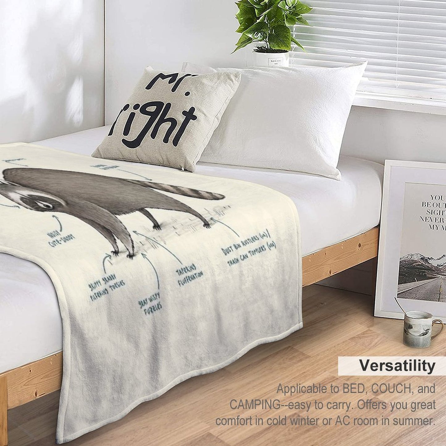 Anatomy of A Raccoon Anti-pilling Throw Blanket