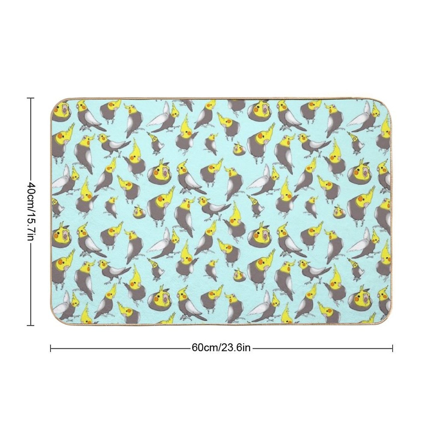 Cockatiel Doodle Pattern Eco-Friendly Bath Mat