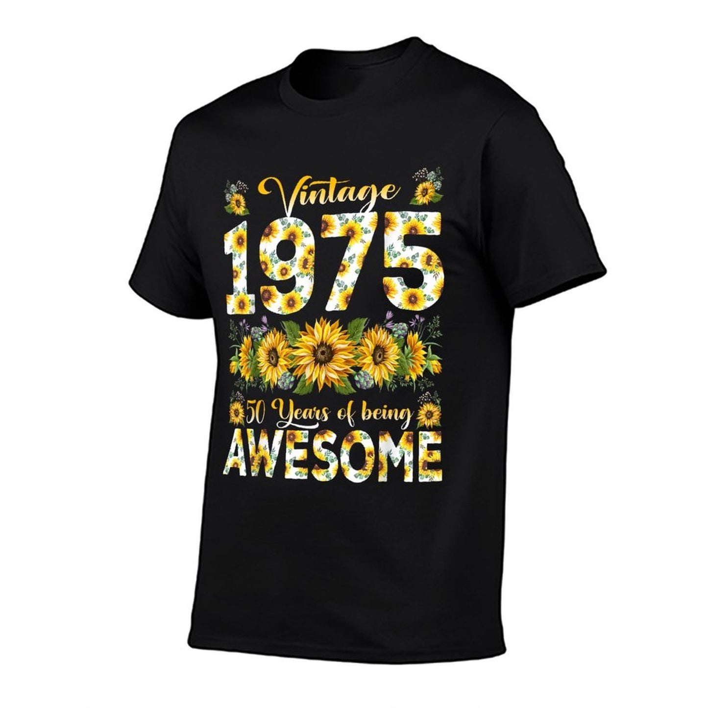 50 Year Old Funny Vintage 1975 Sunflower 50th Birthday Gifts Tagless Design T-Shirt