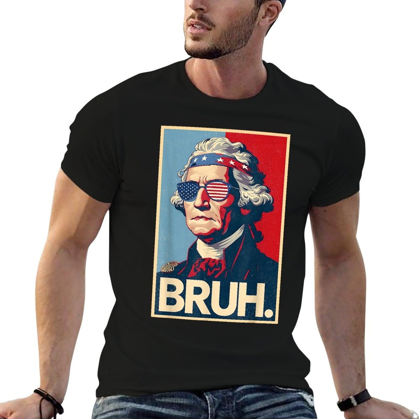 4th Of July 2025 George Washington Bruh. Meme Patriotic Slim-fit Cut T-Shirt