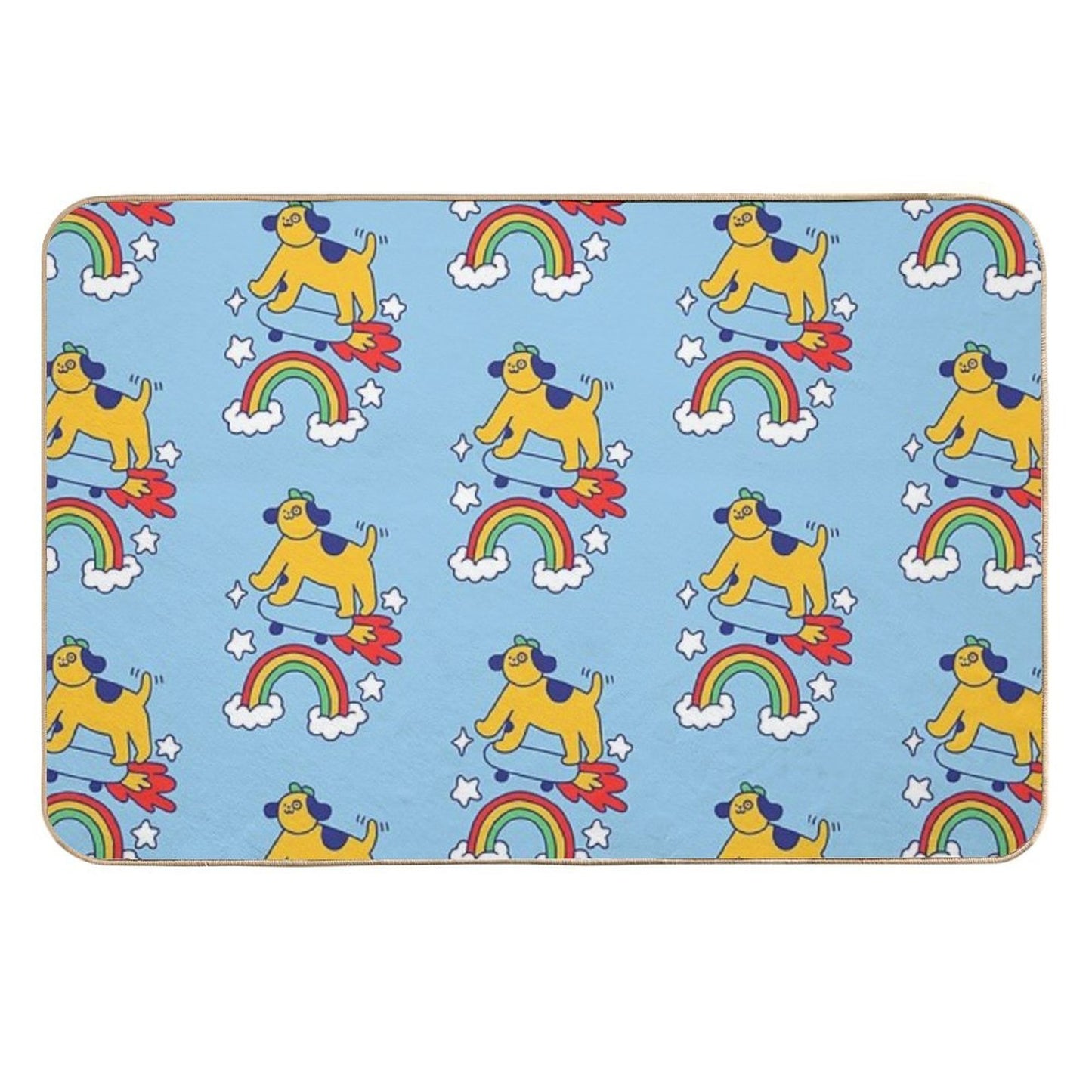 Dog Flying On A Skateboard Pet-Safe Bath Mat