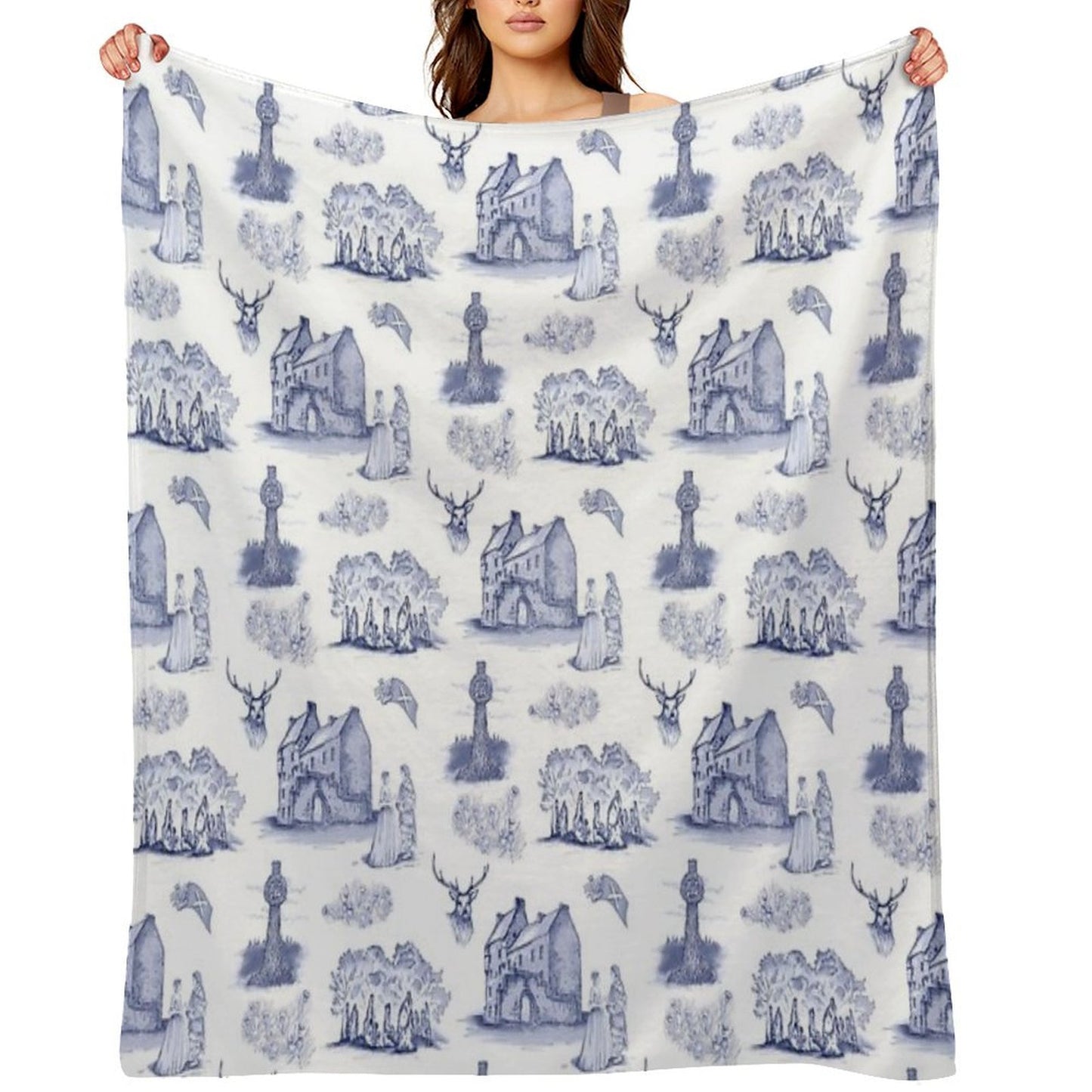 Highlander Toile in Blue Compact Throw Blanket