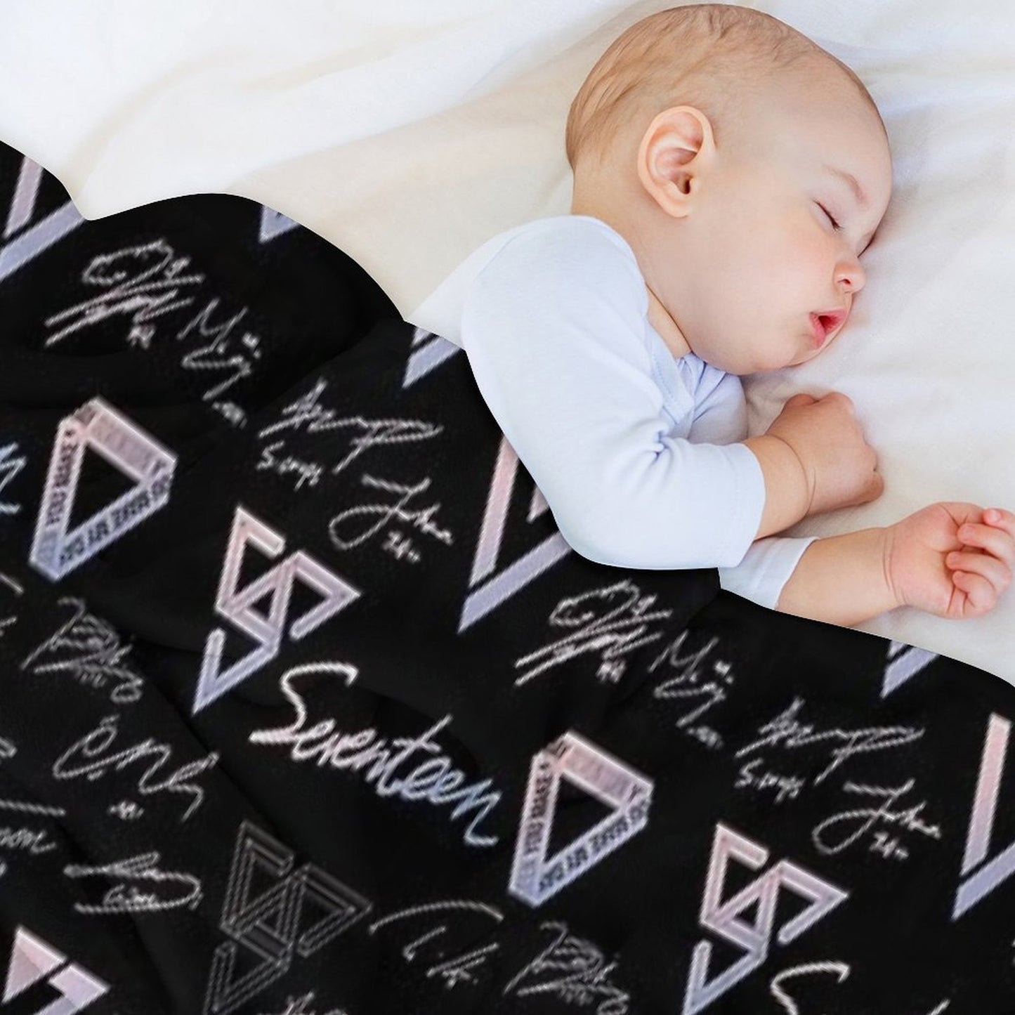 SEVENTEEN Signatures And Logos Pattern (Black) Multi-functional Throw Blanket