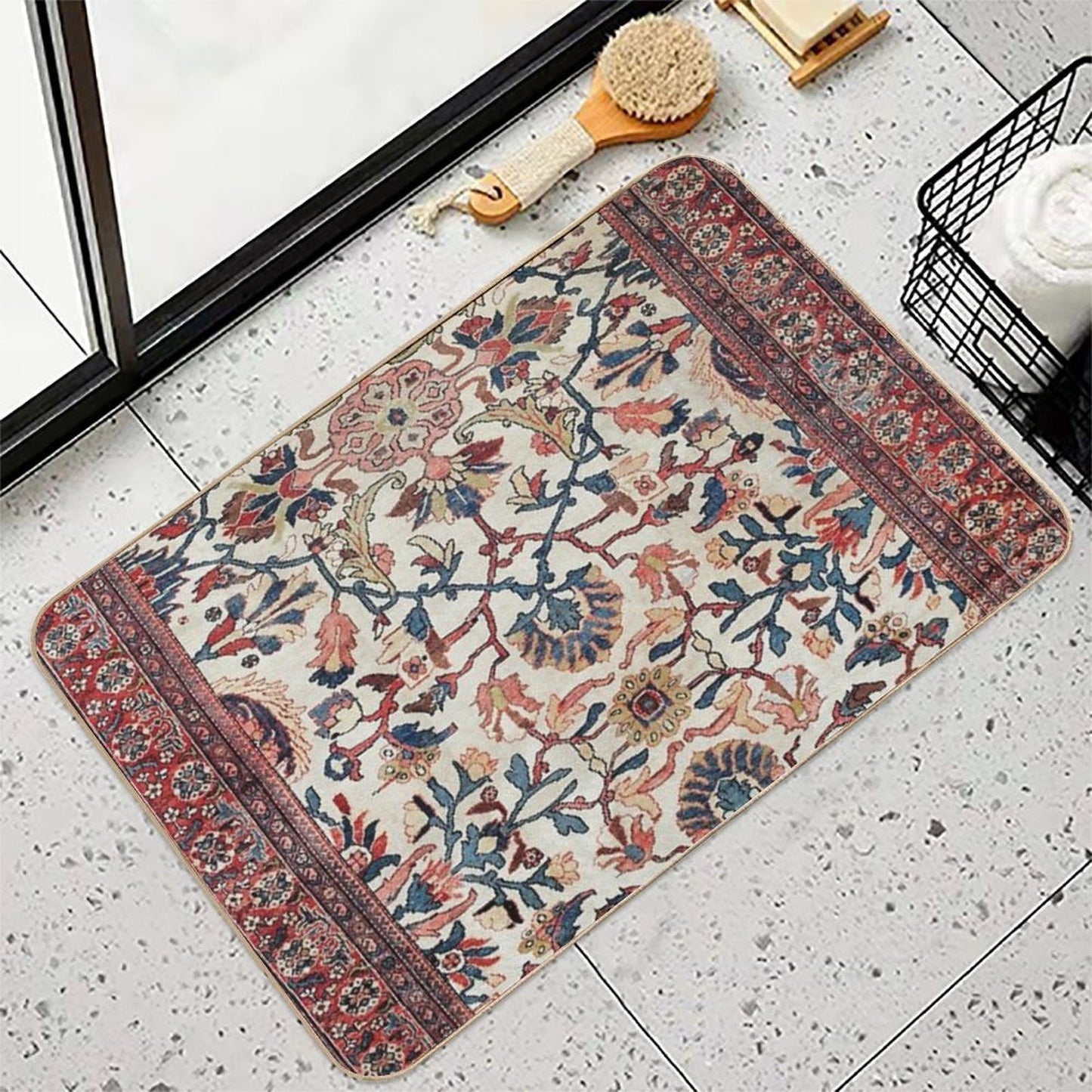 Mahal West Persian Rug Print Slip-Resistant Bath Mat