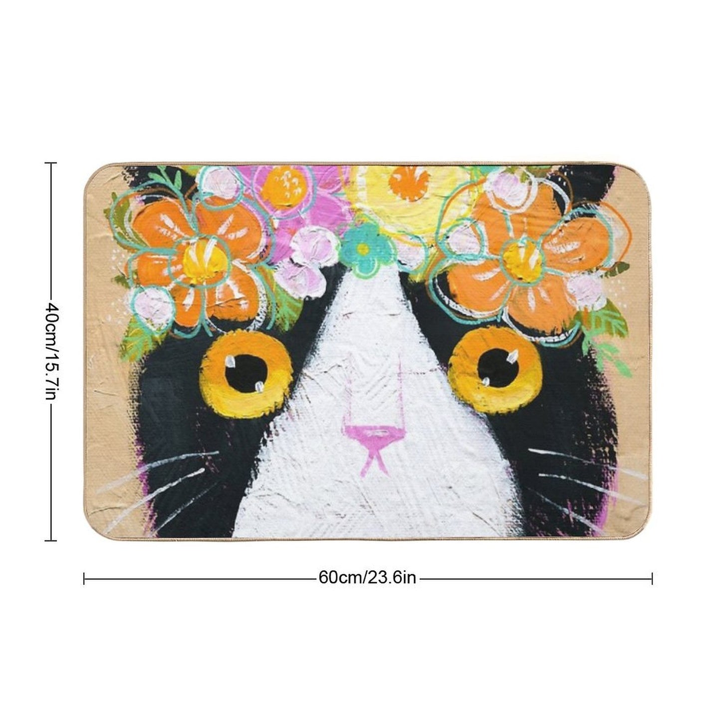 Kitty's Flower Crown Easy Maintenance Bath Mat