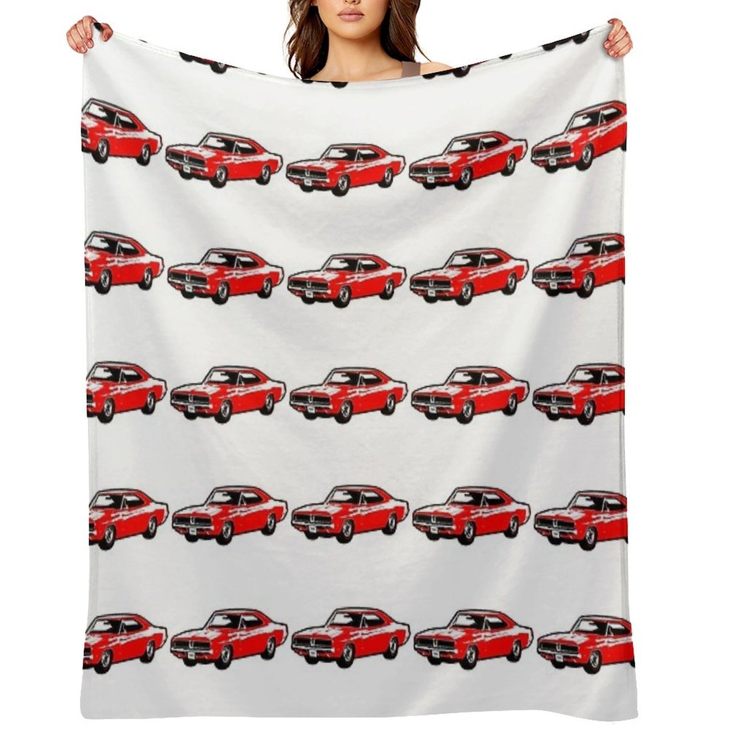 Red 1969 DC Muscle Car Wrinkle-free Throw Blanket