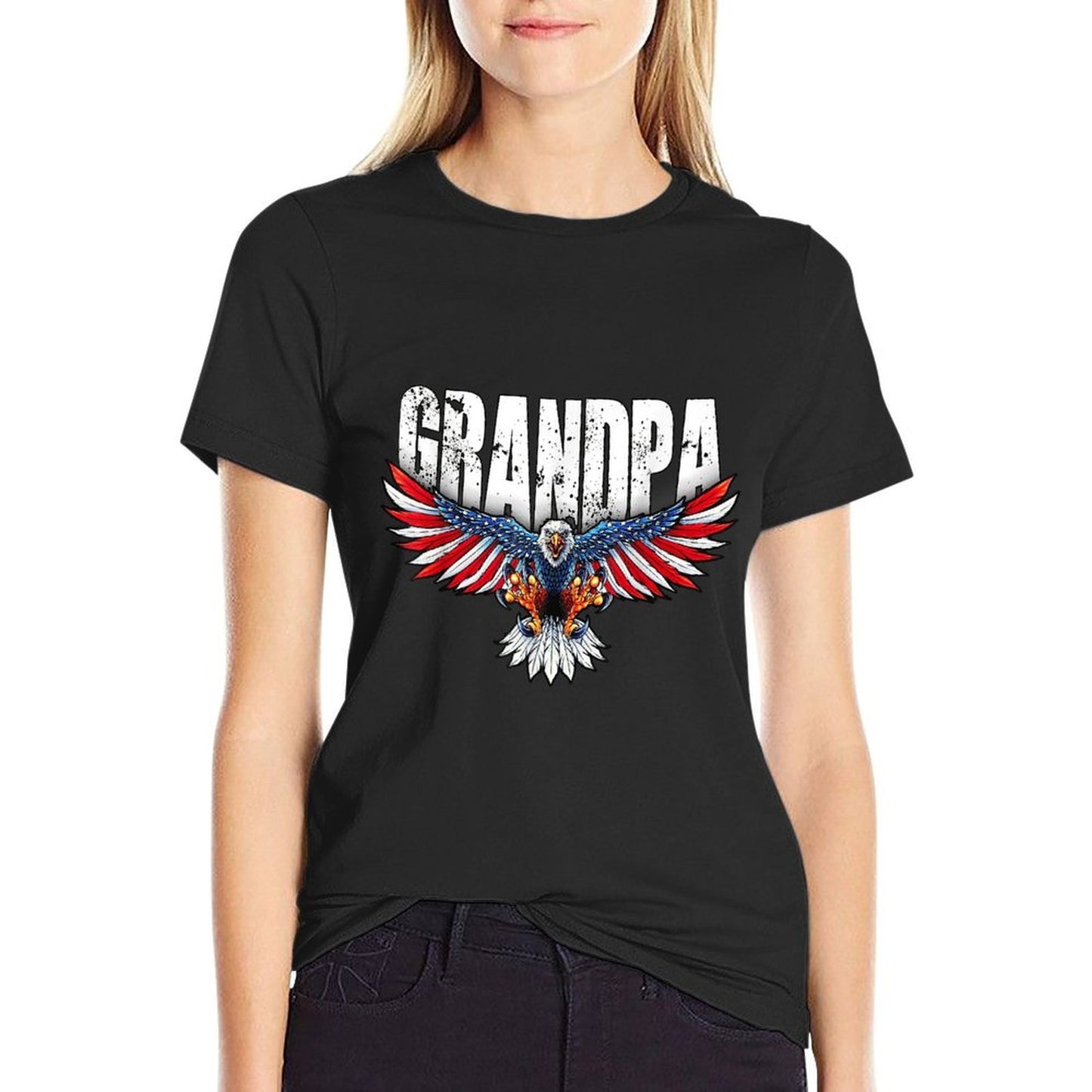Grandpa Vintage USA Bald Eagle Patriotic 4th of July Stretchy T-Shirt