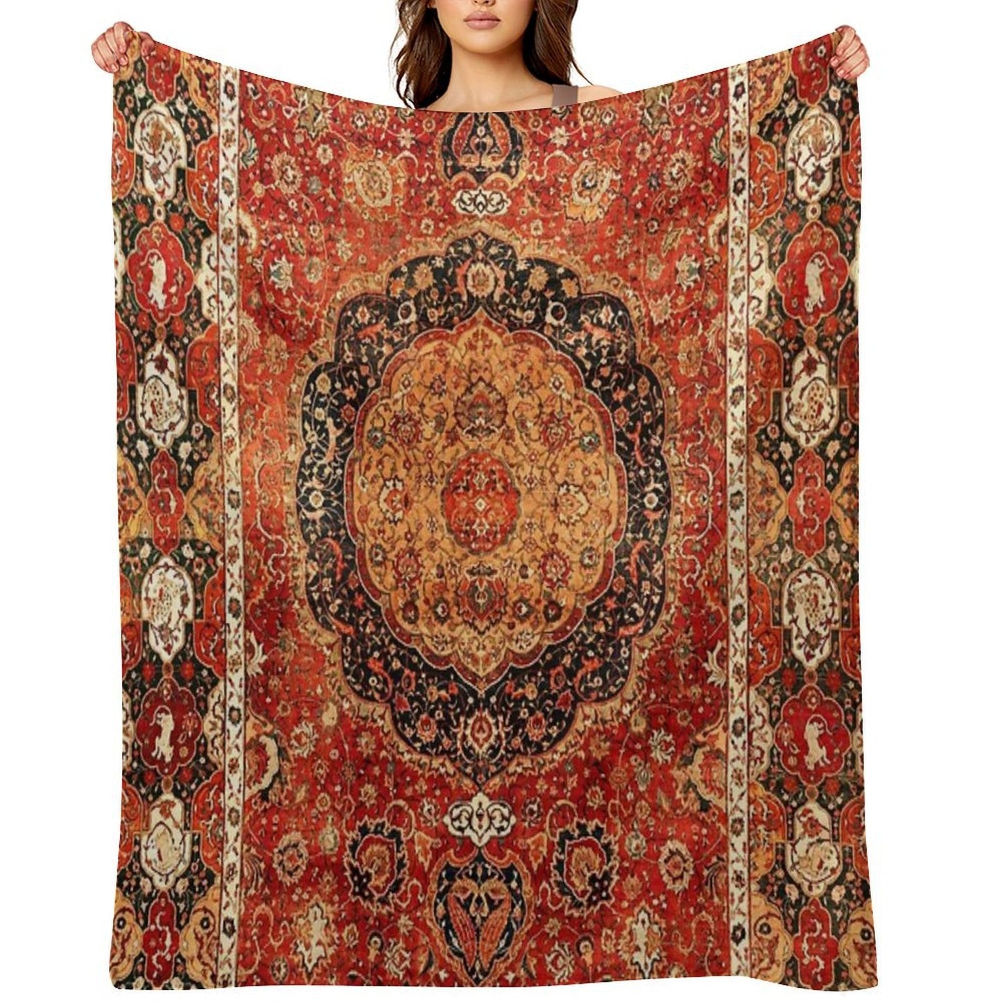 Seley Antique Persian Rug Print Compact Throw Blanket