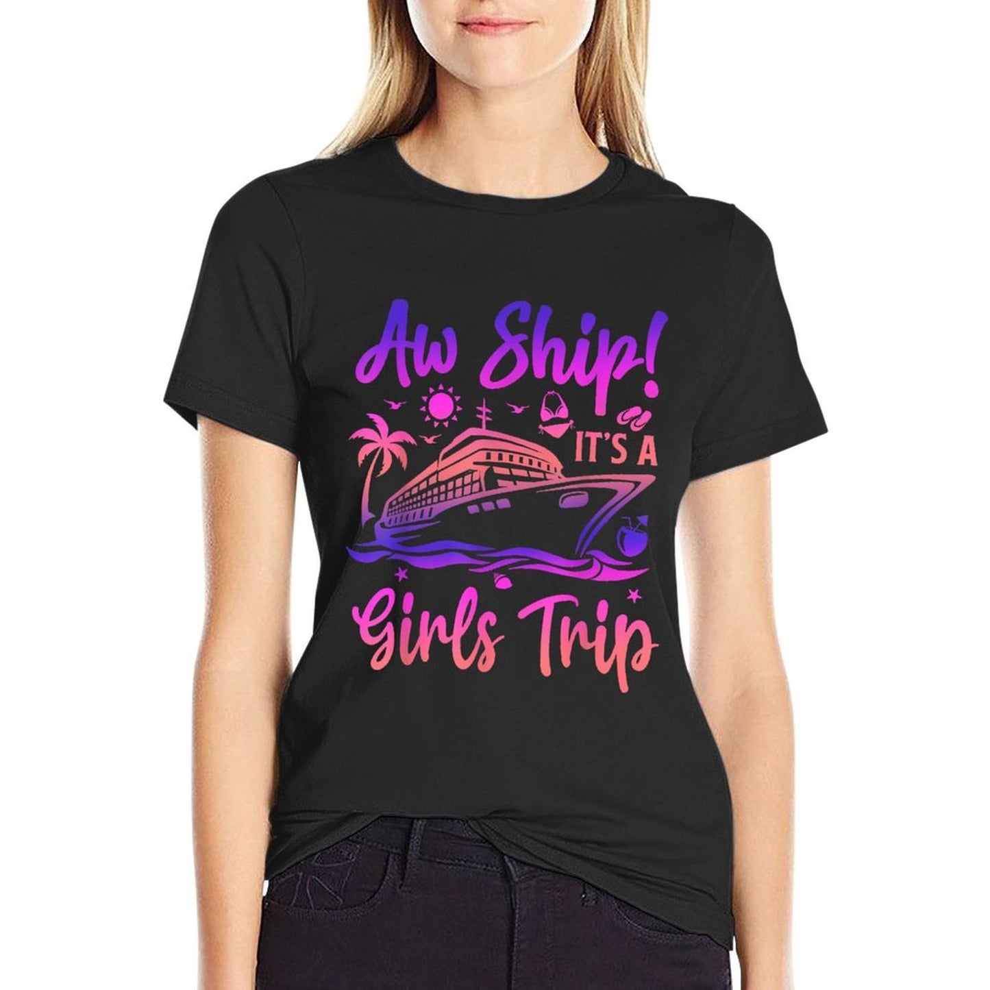 Aw Ship! It's A Girls Trip Cruise 2024 Vacation Matching Relaxed-fit T-Shirt
