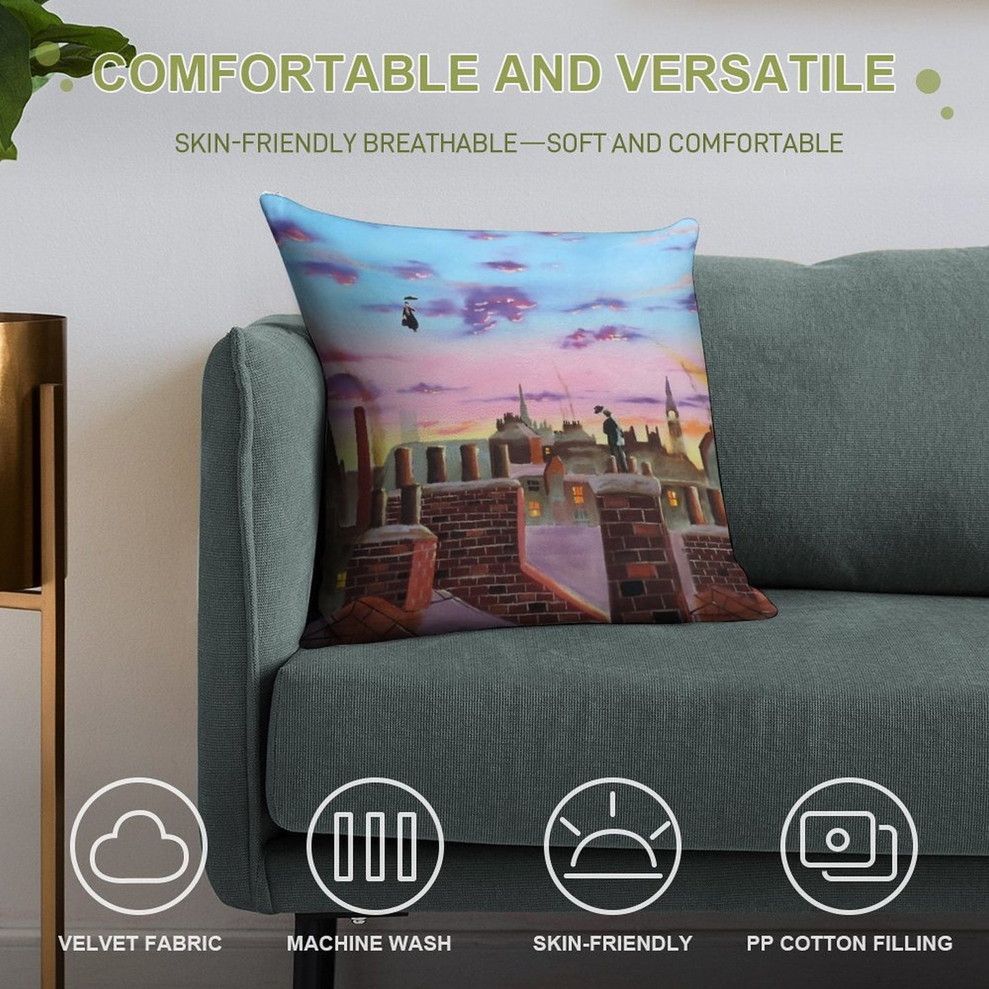 Mary Poppins And Bert Soft Decorative Cover Throw Pillow