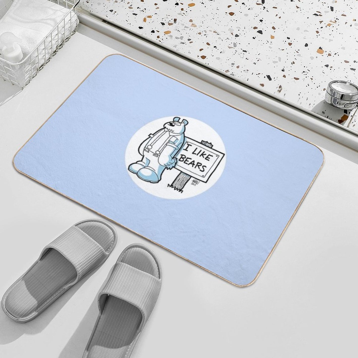 I Like Bears - White Dirt-Trapping Bath Mat