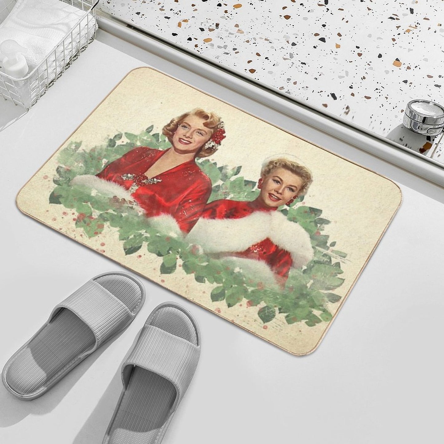 Sisters - A Merry White Christmas Dirt-Trapping Bath Mat