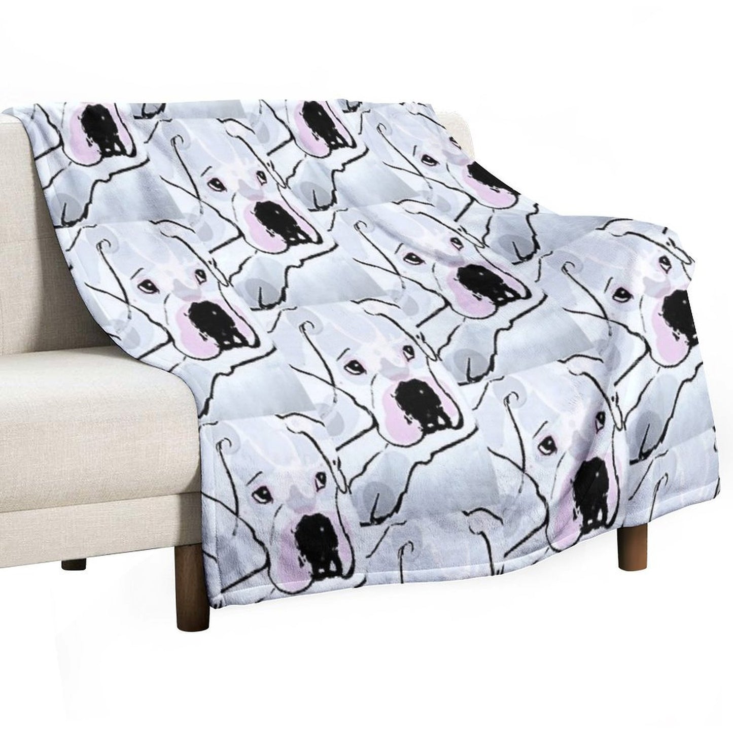 Pearl White, White Boxer Love Collection Durable Throw Blanket