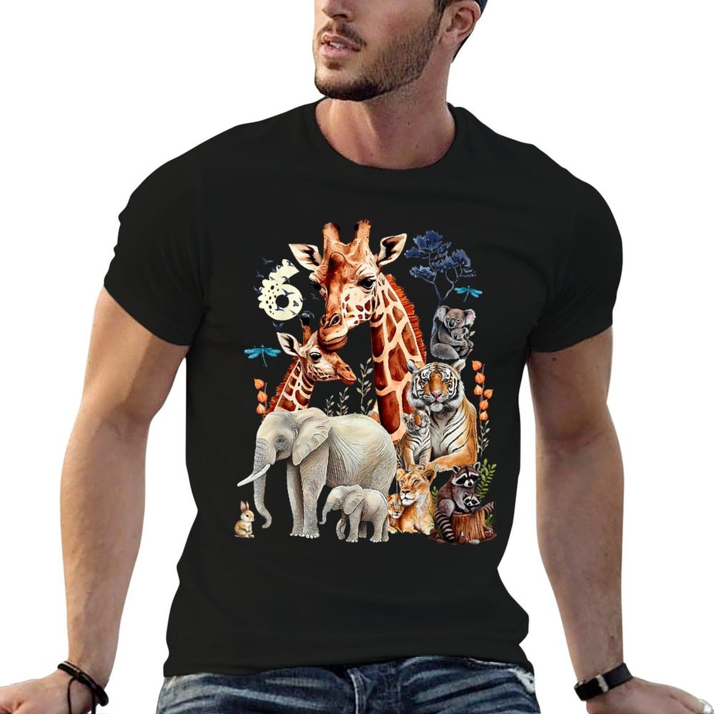 Kids 6 Year Old Zoo Birthday Safari Jungle Animal 6th B-Day Cotton T-Shirt