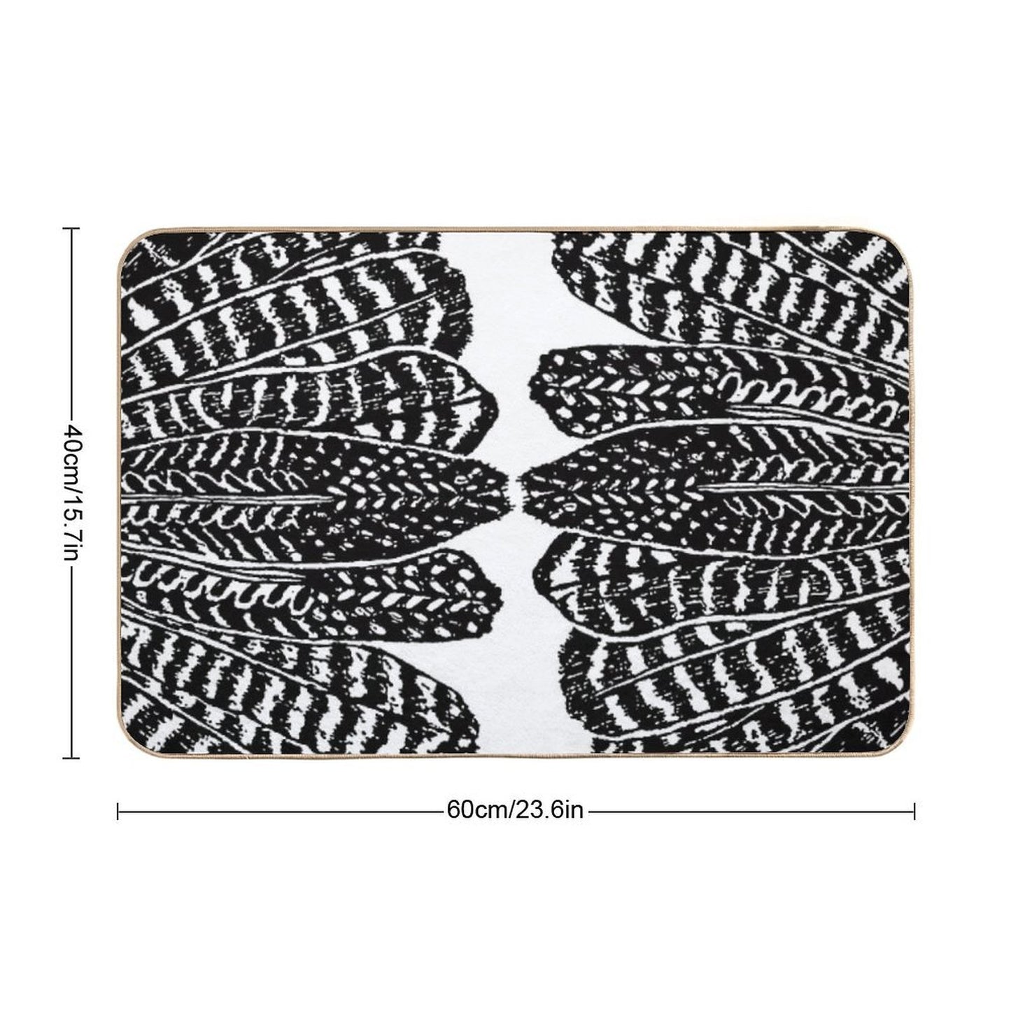 Tribal Feathers Black High-Traffic Bath Mat