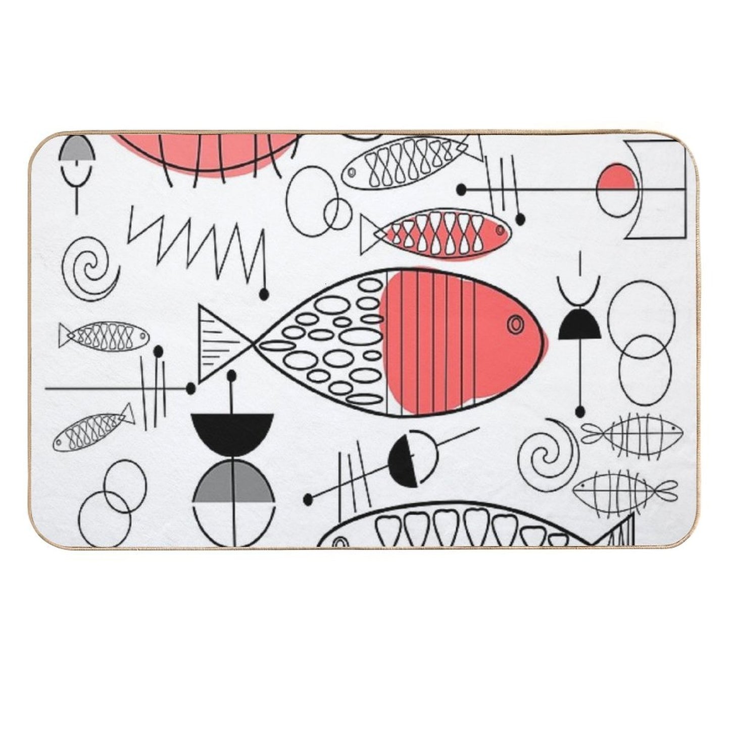 Mid-Century Fish Salmon Pink Odorless Bath Mat