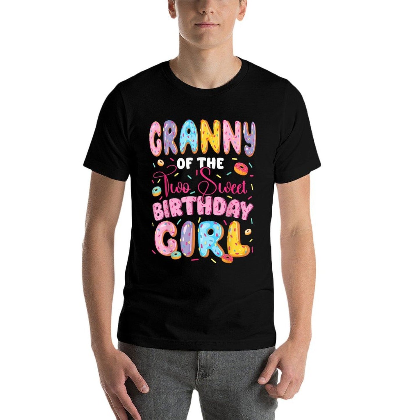 Granny Of The Two Sweet Birthday Girl Donut 2Nd Birthday Oversized Silhouette T-Shirt
