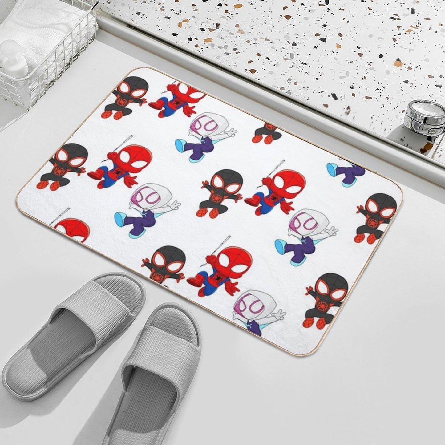 Spidey Amazing Friends, Spiders Babies, Spider Ghost, Cute Baby Spidey Girl, Cartoon Spidey, Black Spidey Durable Bath Mat