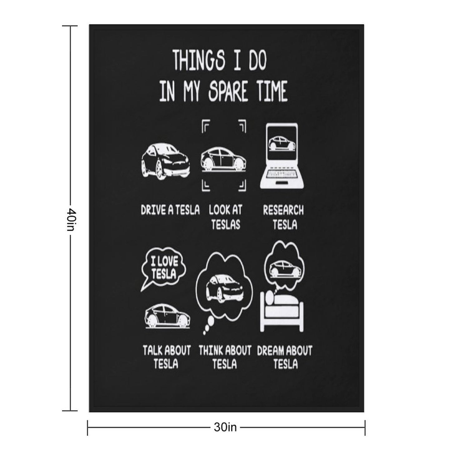 Tesla Things I Do in My Spare Time Eco-conscious Throw Blanket