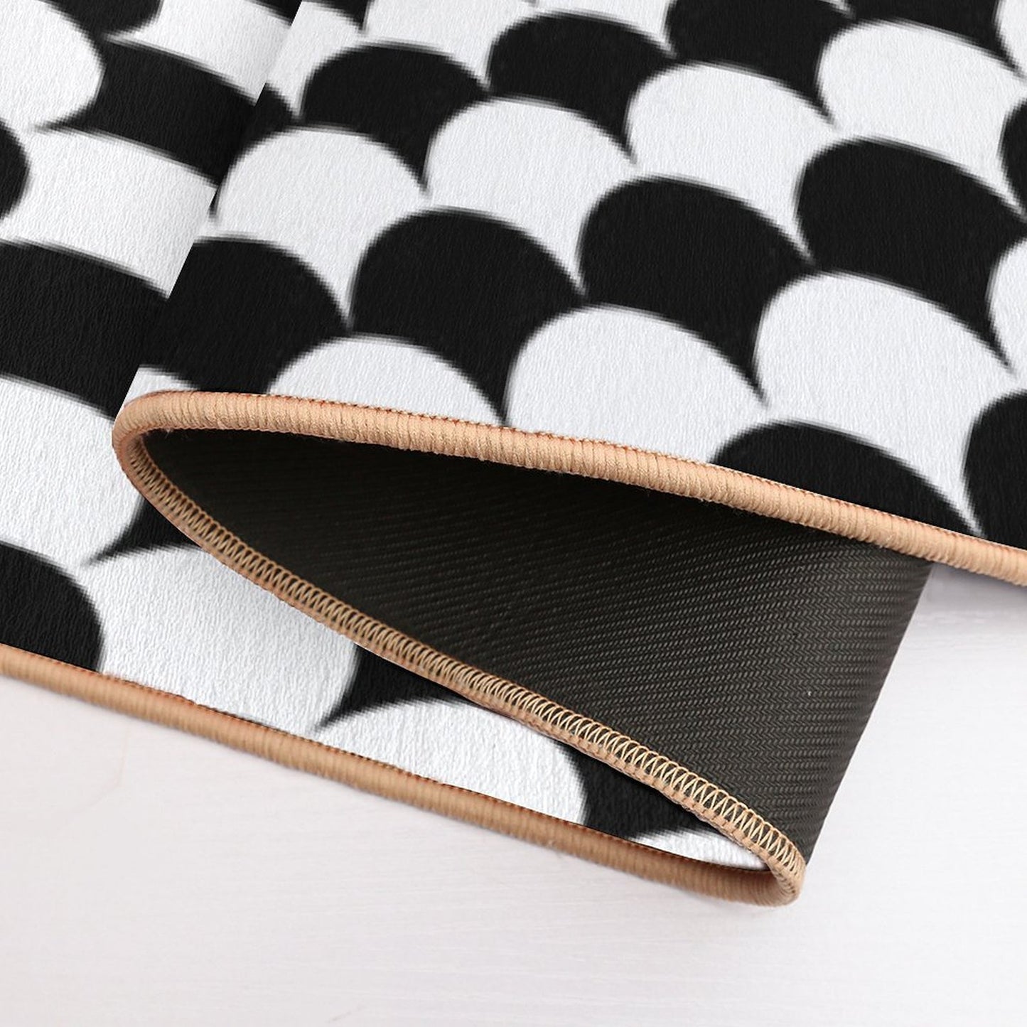 Optical Illusion Black And White Scales Houndstooth Black Hole Vortex Stain-Proof Bath Mat