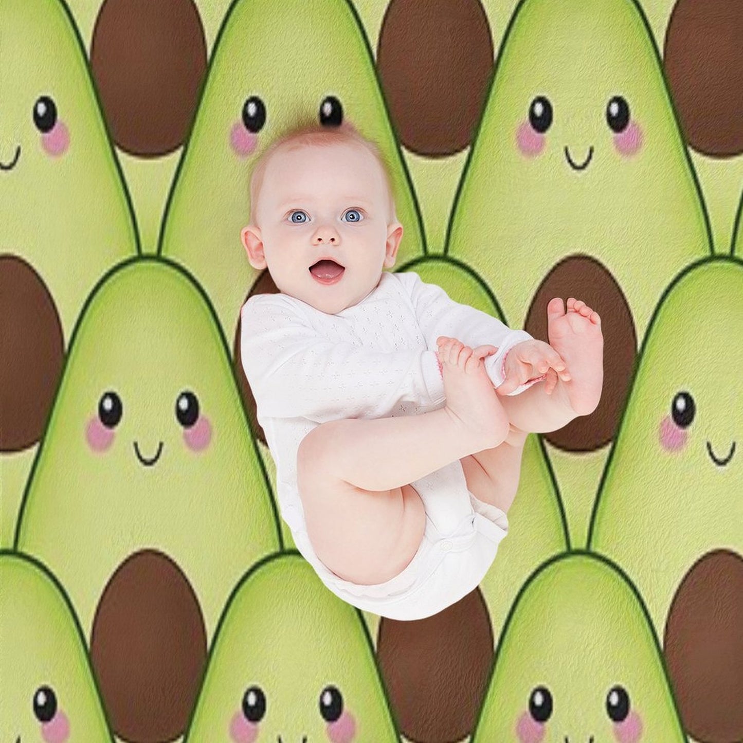 Cute Avocados Tile Plush Throw Blanket