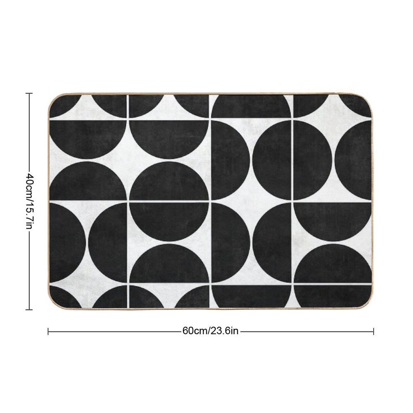 Mid-Century Modern Pattern No.3 - Black And White Concrete Non-Slip Bath Mat