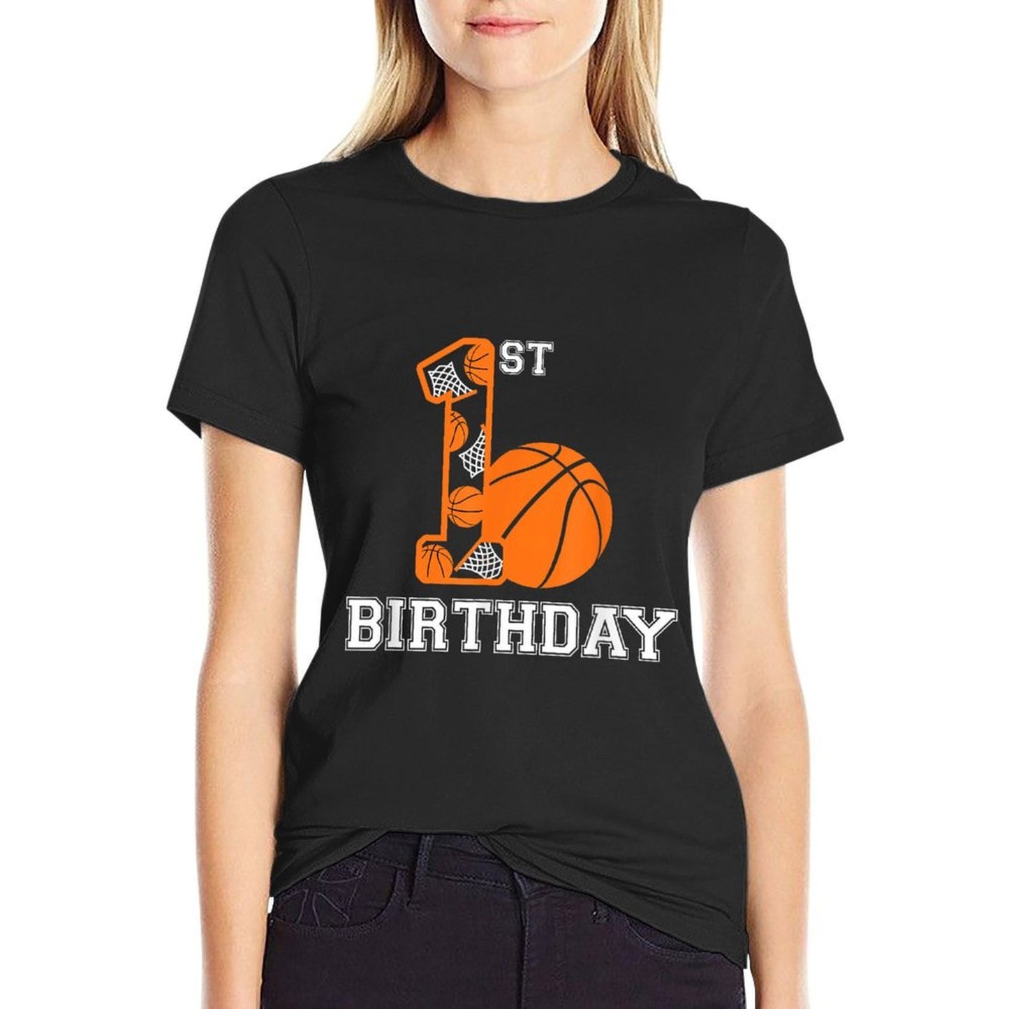 Basketball Birthday 1st for Kids Boys Girls 1 Year Old Tagless Design T-Shirt