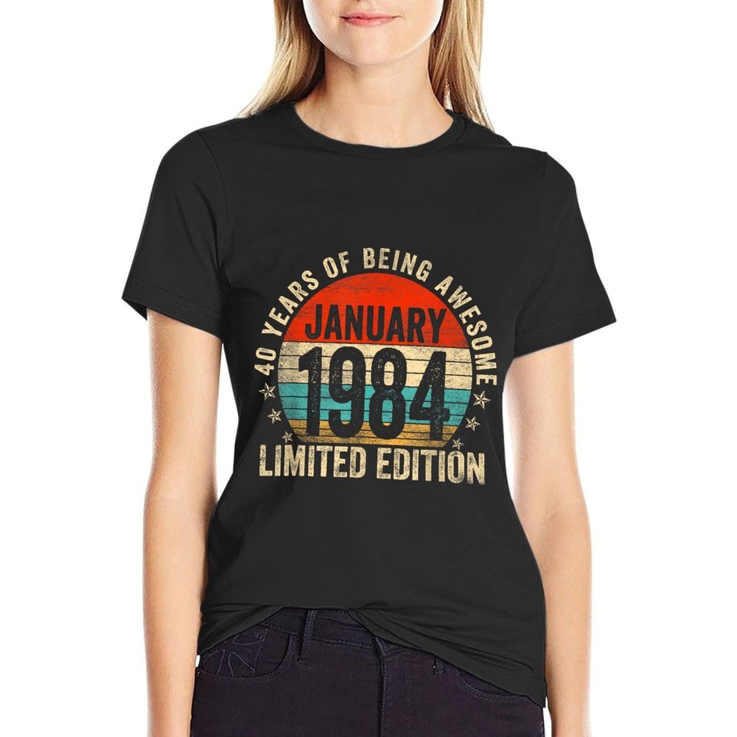 40 Years Old Gifts Vintage January 1984 40th Birthday Retro Slim-fit Cut T-Shirt