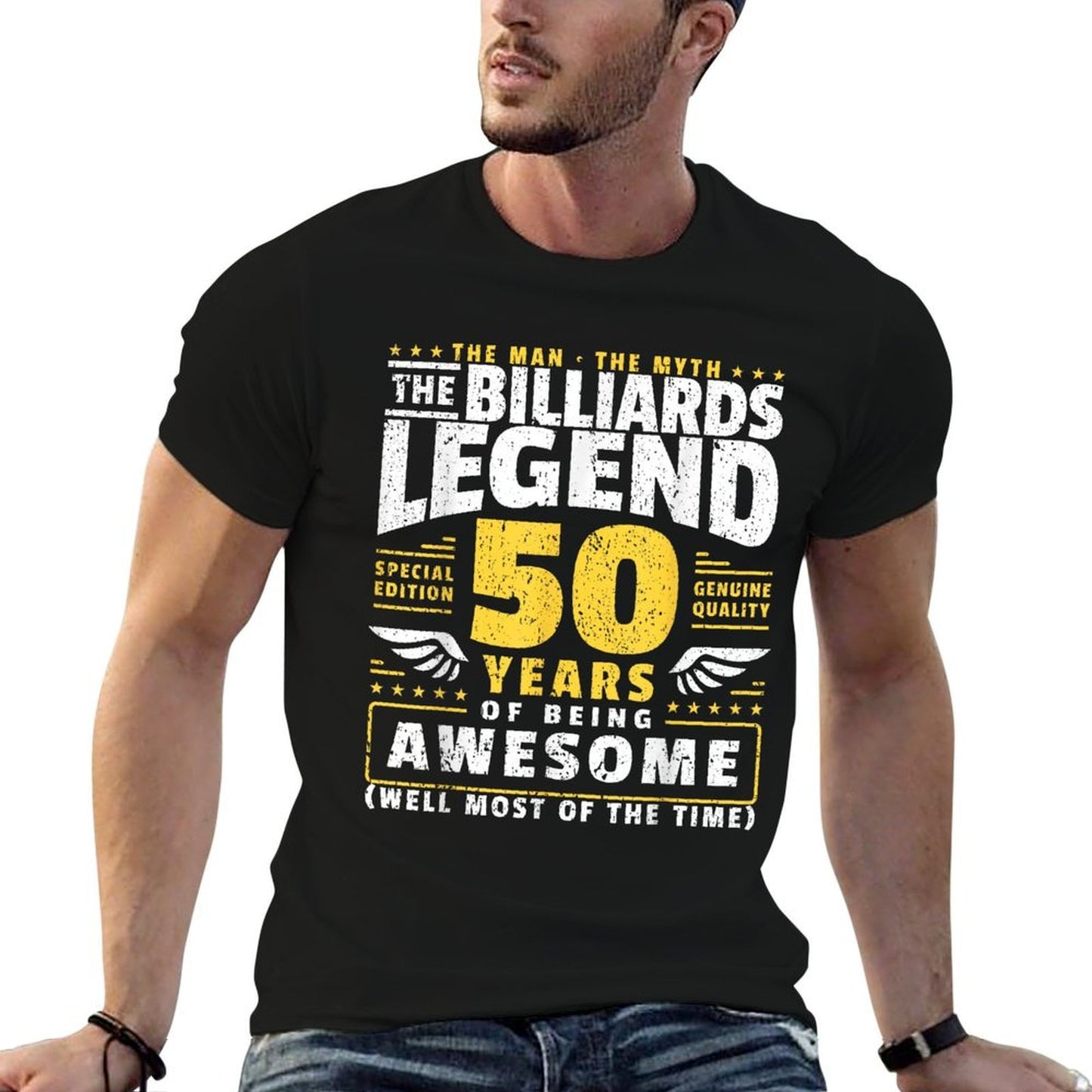50th Birthday Billiards Player 50 Years Old Billiards Player Heathered Texture T-Shirt