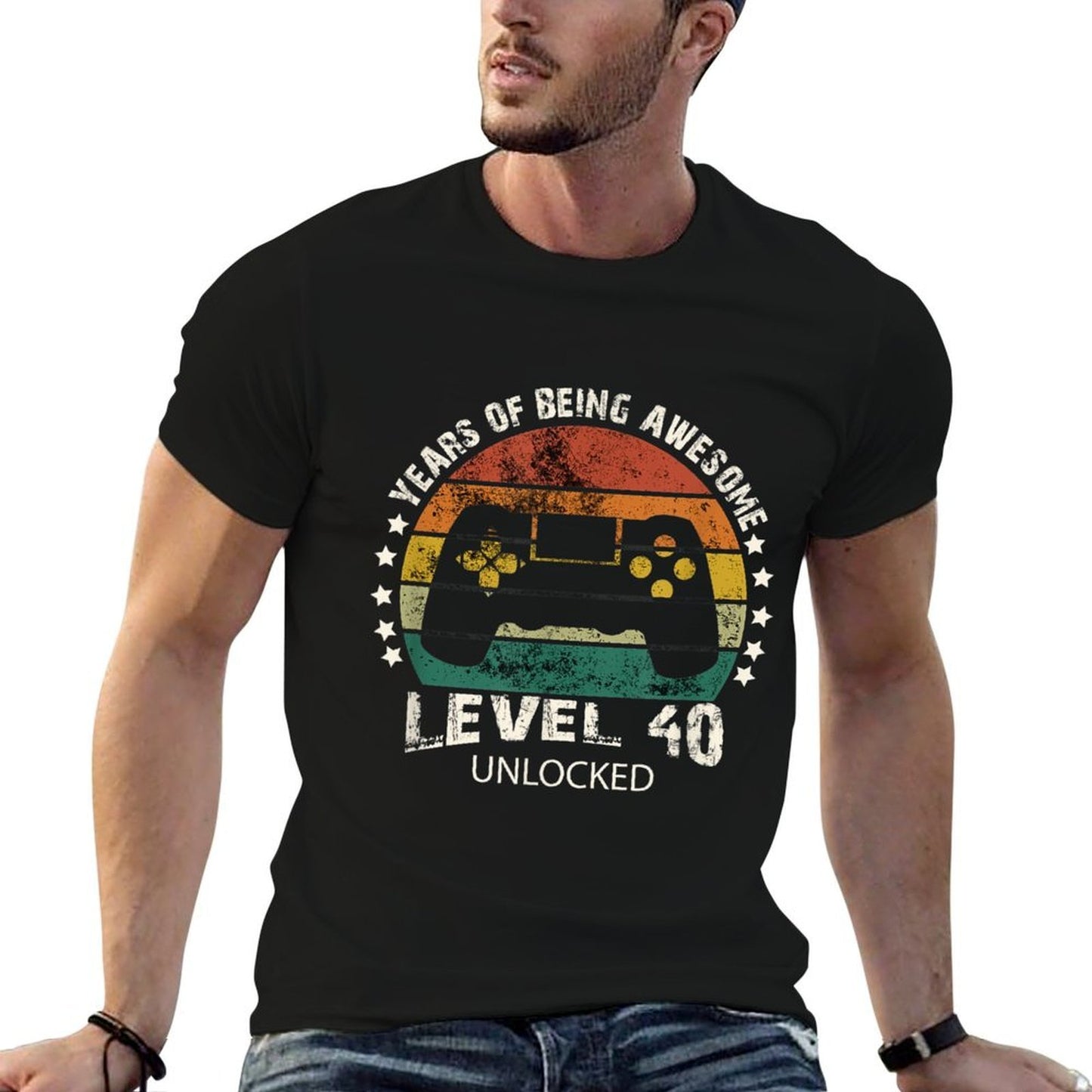Best Level 40 Unlocked Awesome 40th Birthday Gift Men Women High-quality Stitching T-Shirt