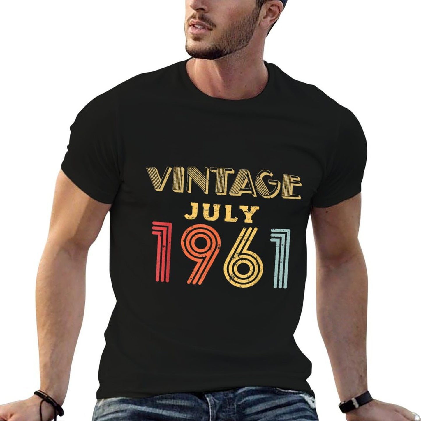 Vintage July 1961 Retro 60 Years Old 60th Birthday Gift High-quality Stitching T-Shirt