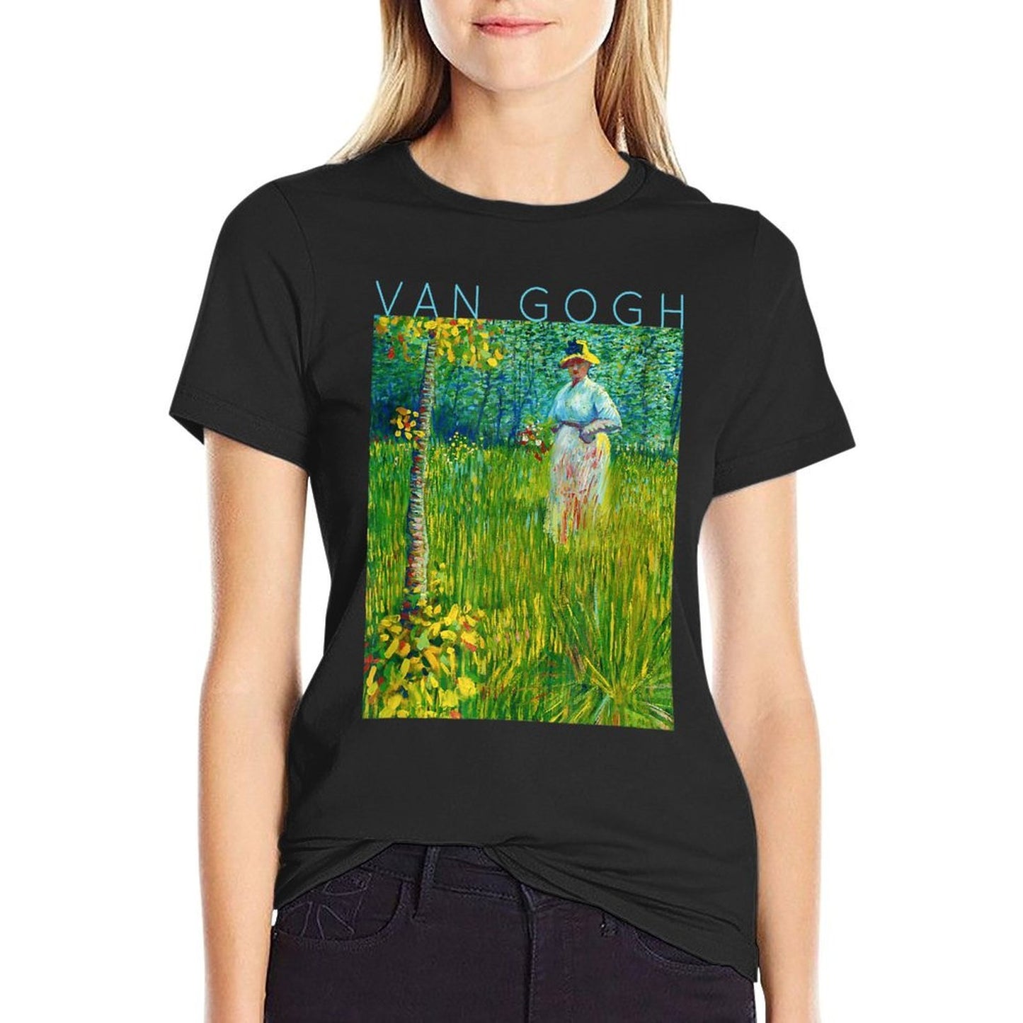 Van Gogh A Woman Walking in A Garden Spring Eco-friendly Material T-Shirt