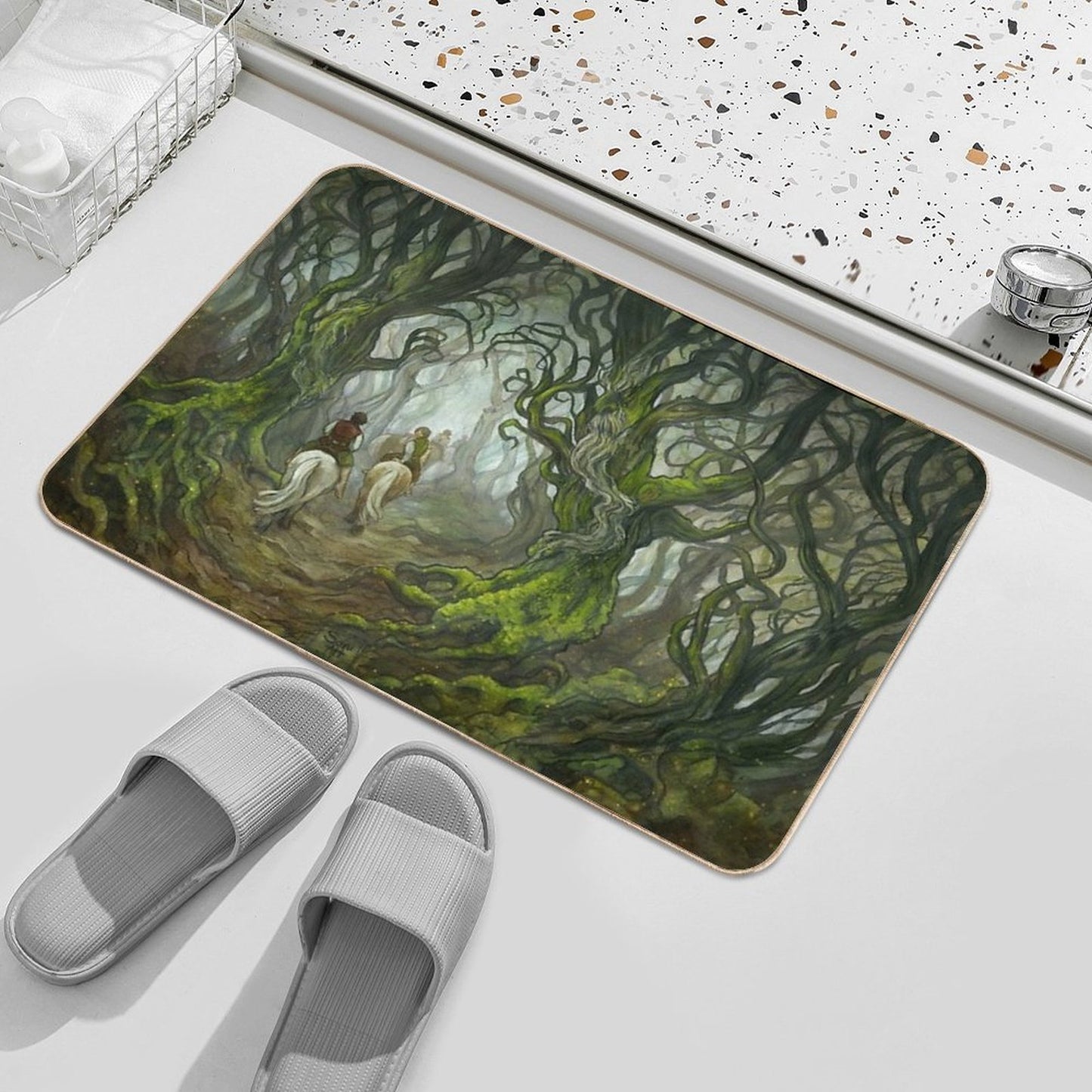 The Old Forest (borderless) Slip-Resistant Bath Mat