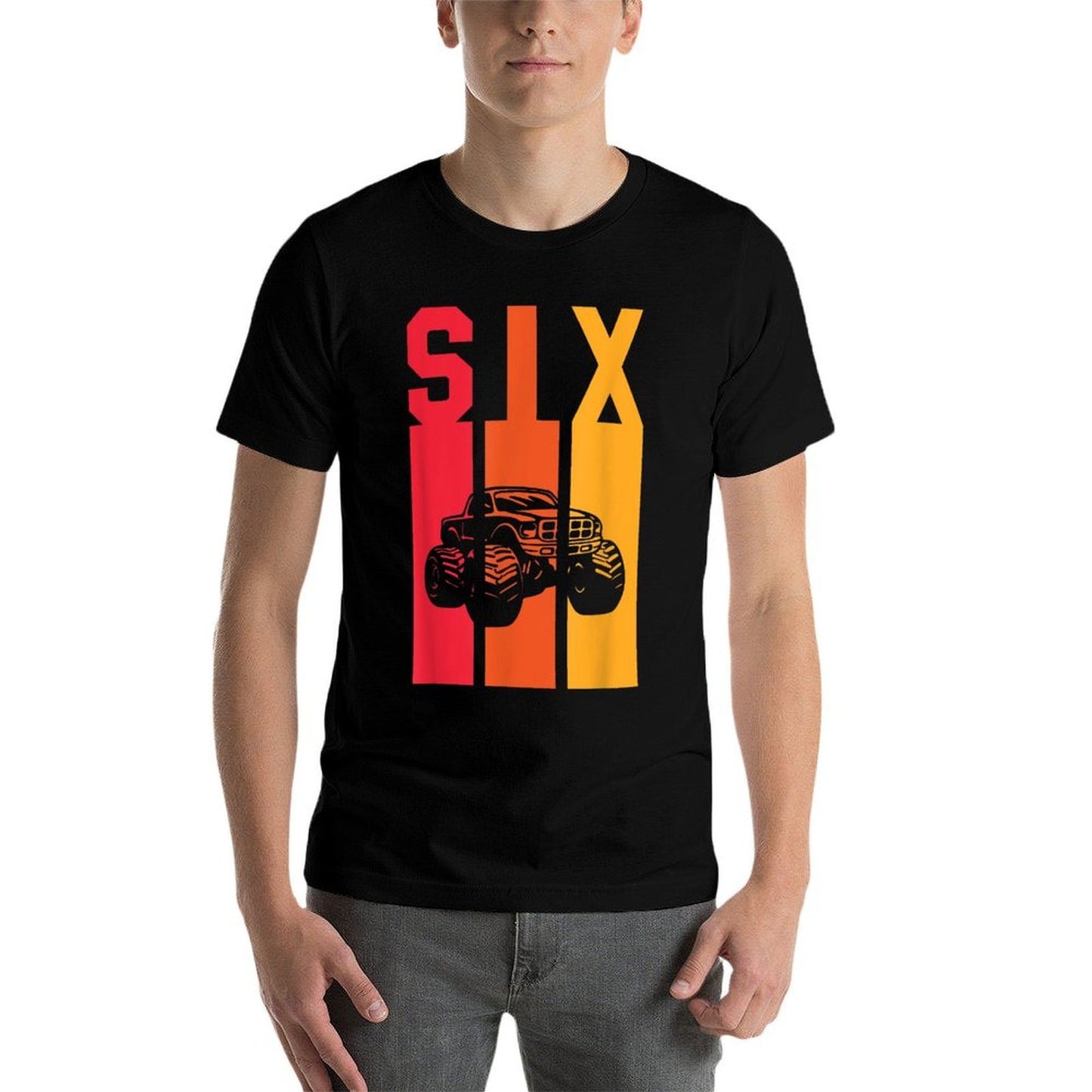 6th Birthday Retro Monster Truck Boys Girl Kids 6 Years Old Graphic-printed T-Shirt