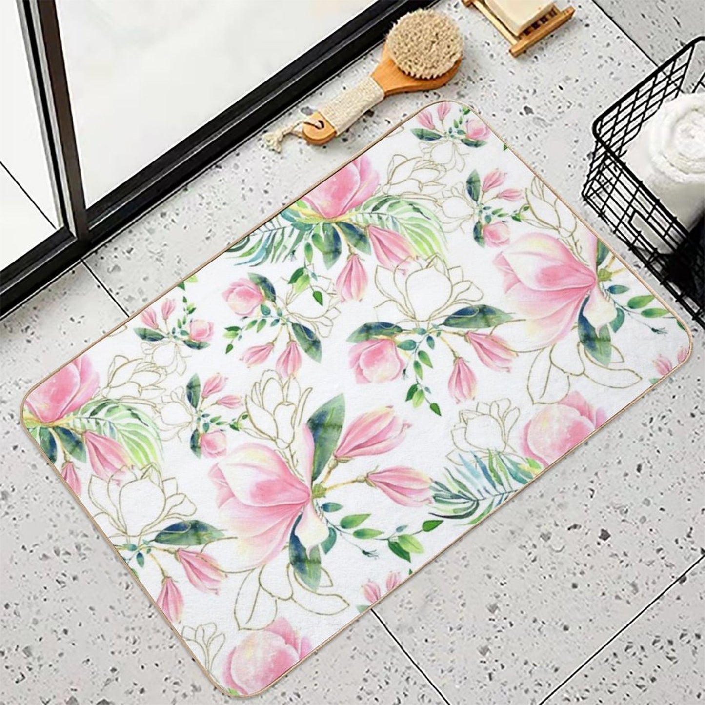 Peonies Easy To Clean Bath Mat