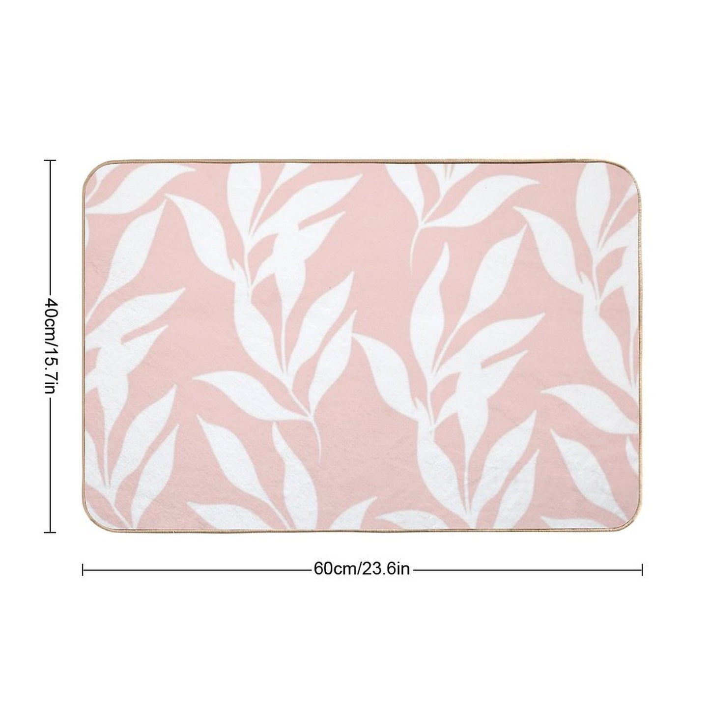 Baby Pink Leaf Pattern Anti-Trip Bath Mat