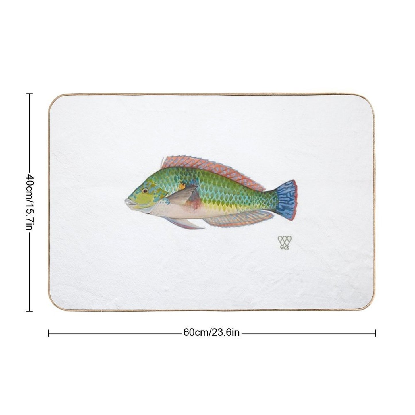Green Parrot Fish Repositionable Bath Mat