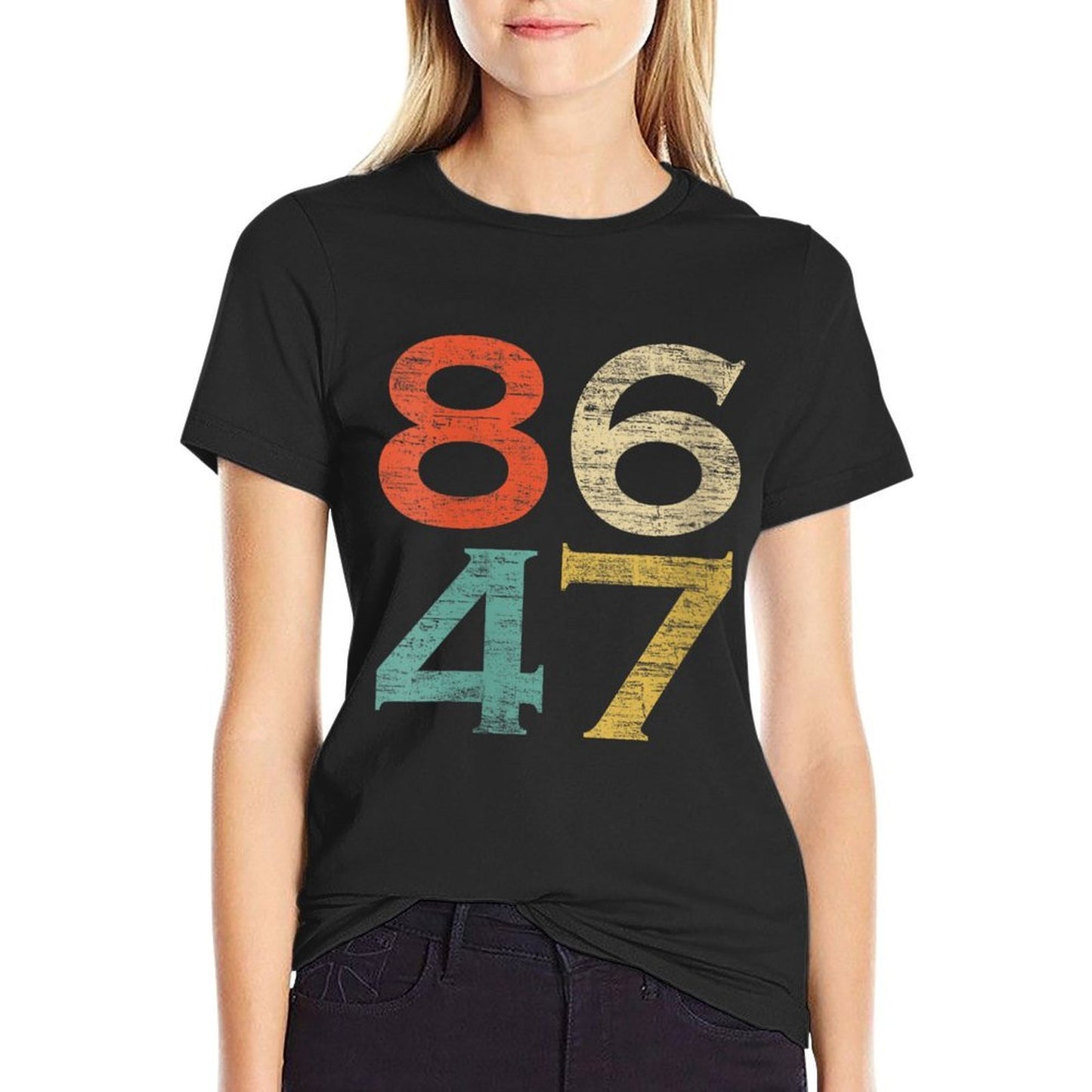 Womens Classic Vintage Retro Style 8647 86 47 Anti Trump Quick-drying T-Shirt