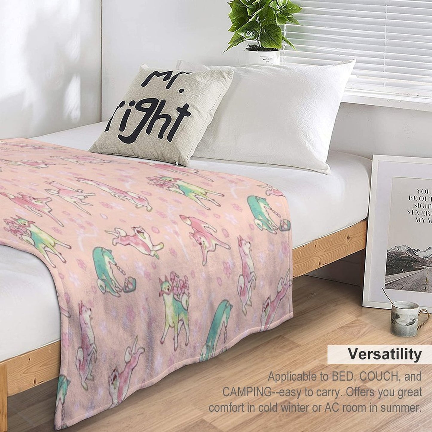 Shibakura & Matchinu in Peachy Machine-washable Throw Blanket