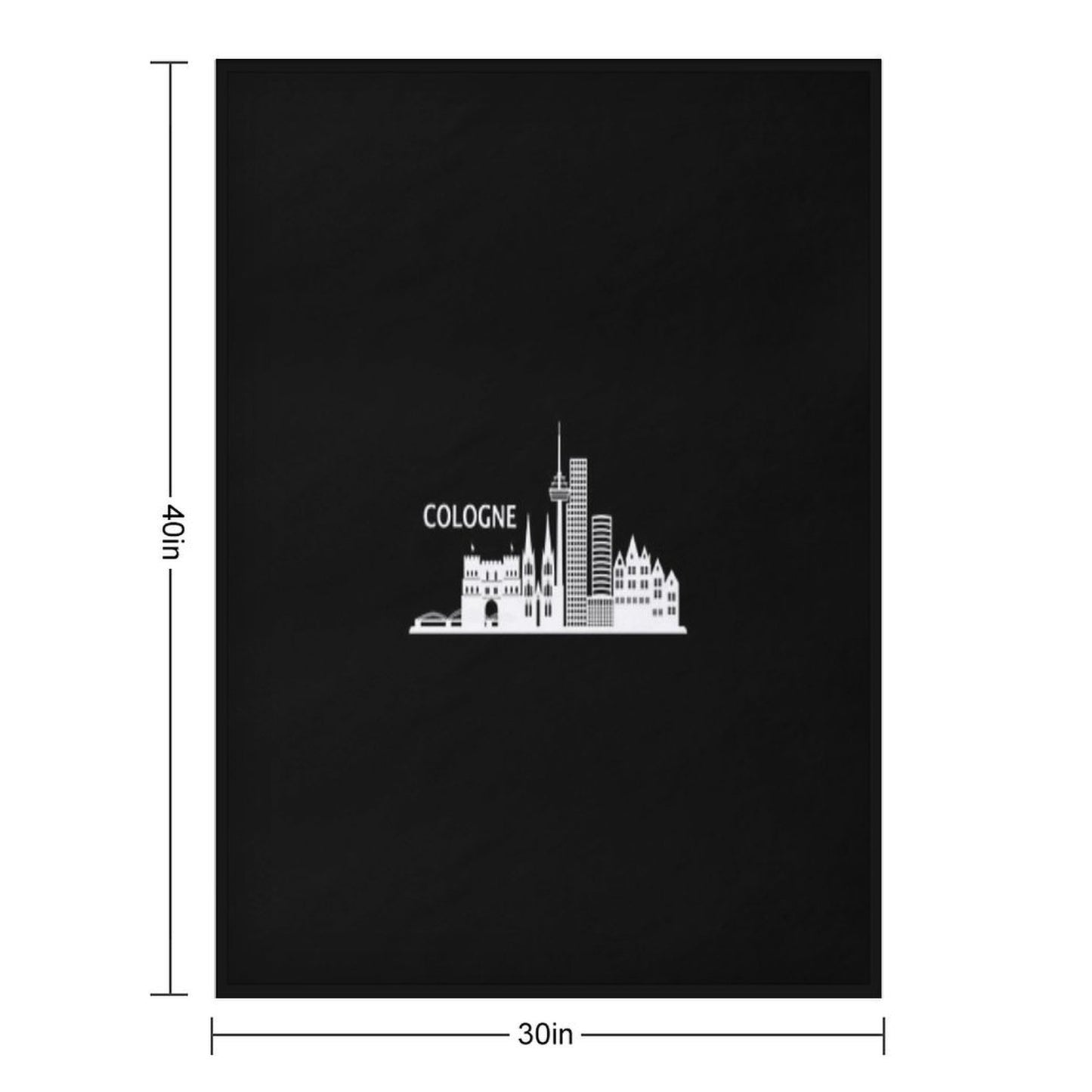 Cologne Skyline Black Lightweight Throw Blanket