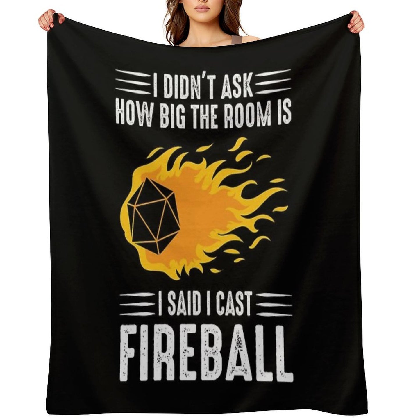 I Cast Fireball Wizard Sorcerer DM Gift TTRPG Sustainable Throw Blanket